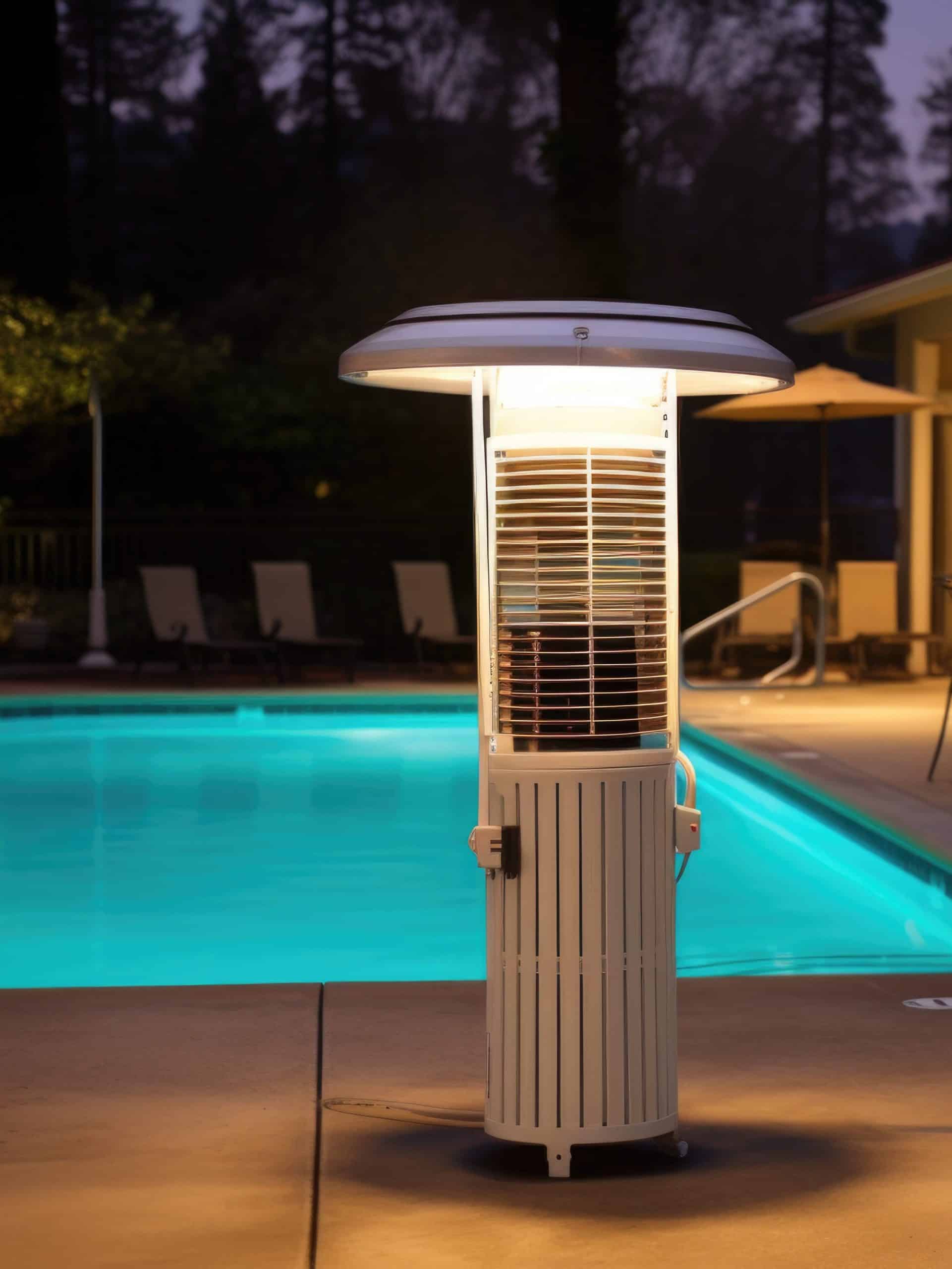 beheizter Pool bei Nacht